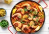 Paella aux crevettes et chorizo