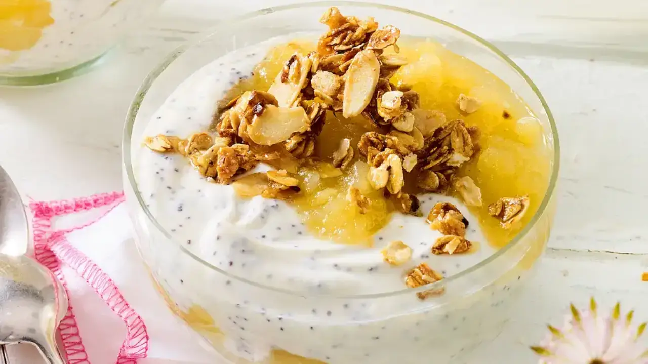 dessert allemand au yaourt pavot et pomme