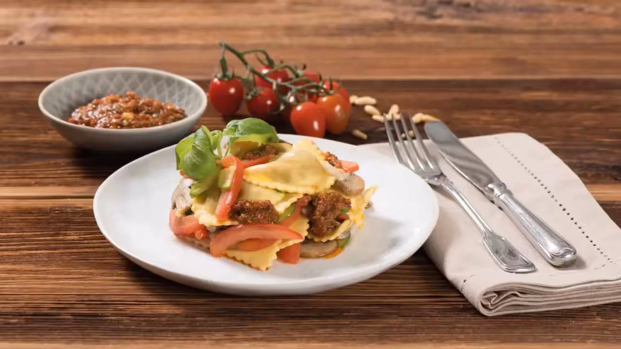 Mezzelune aux champignons et pesto