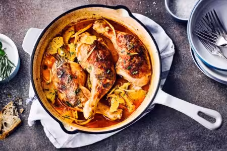 poulet braisé à l’orange et romarin