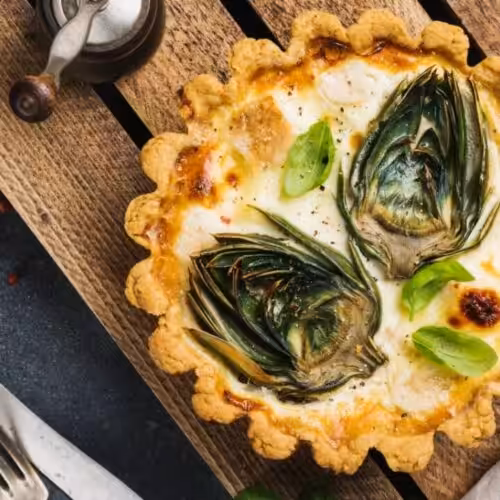 quiche aux artichauts et basilic