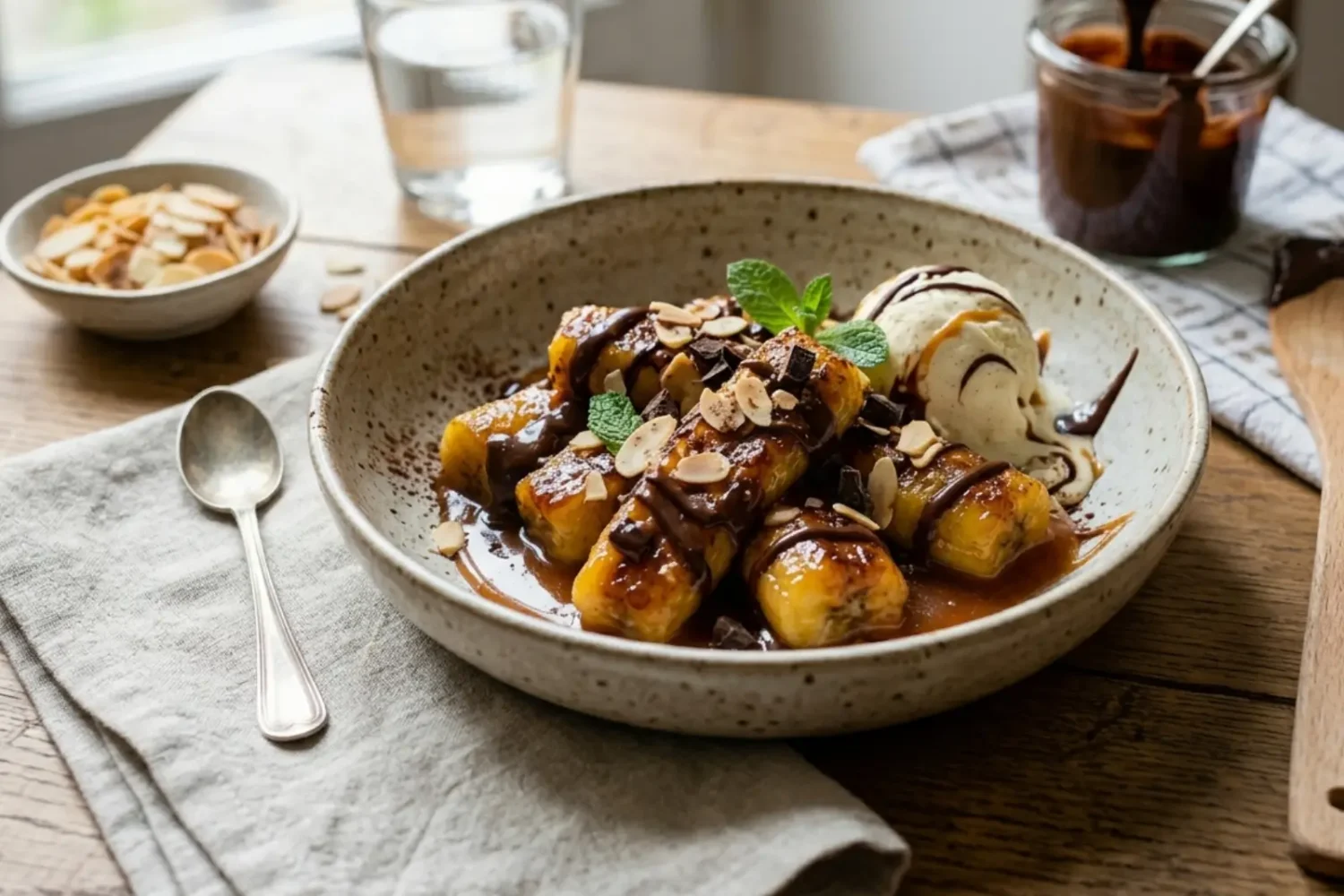Bananes caramélisées au chocolat