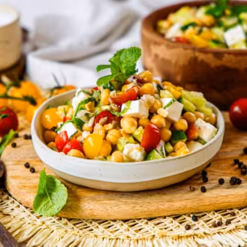 Salade pois chiches feta concombre