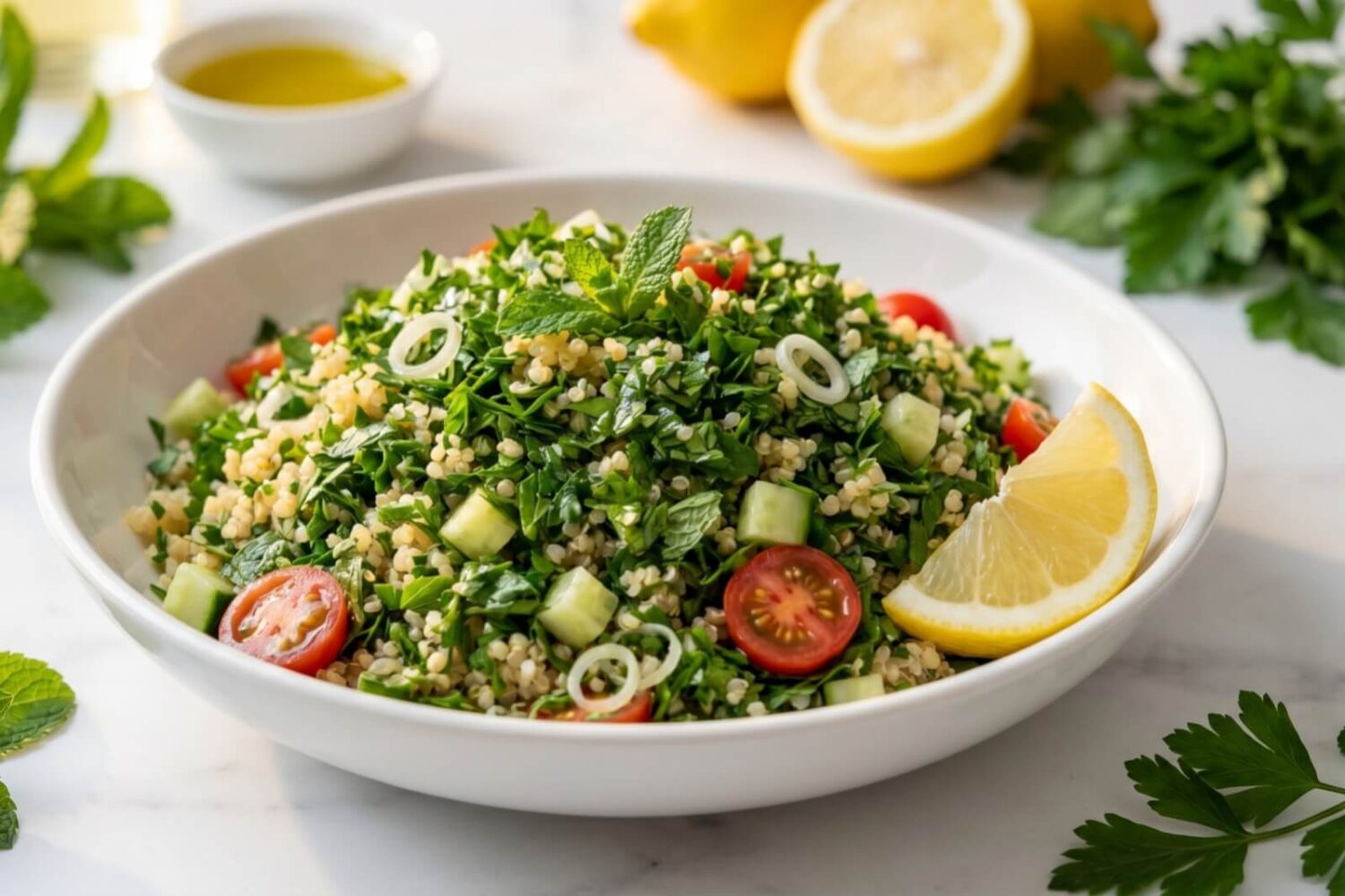 Ce taboulé de quinoa ultra frais devient le plat préféré des repas d’été Taboulé de quinoa aux herbes fraîches