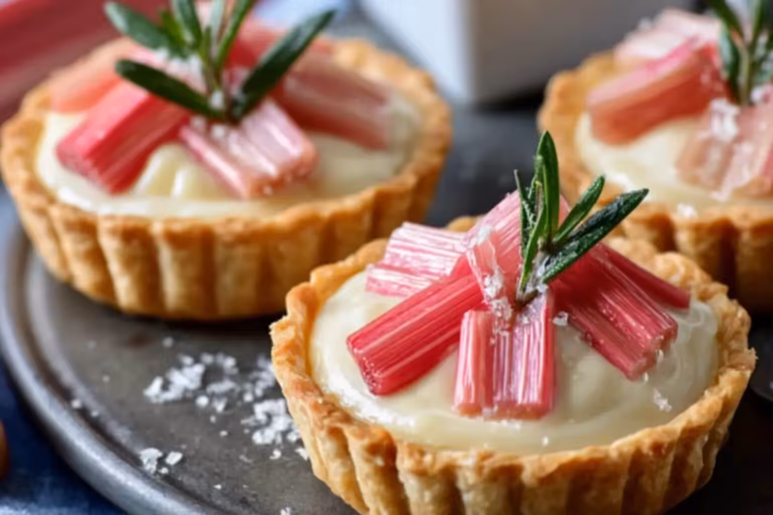Tartelettes à la rhubarbe et crème pâtissière