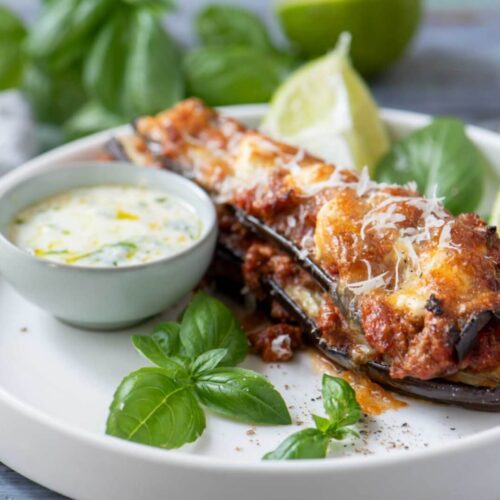 Aubergines farcies gratinées à la mozzarella