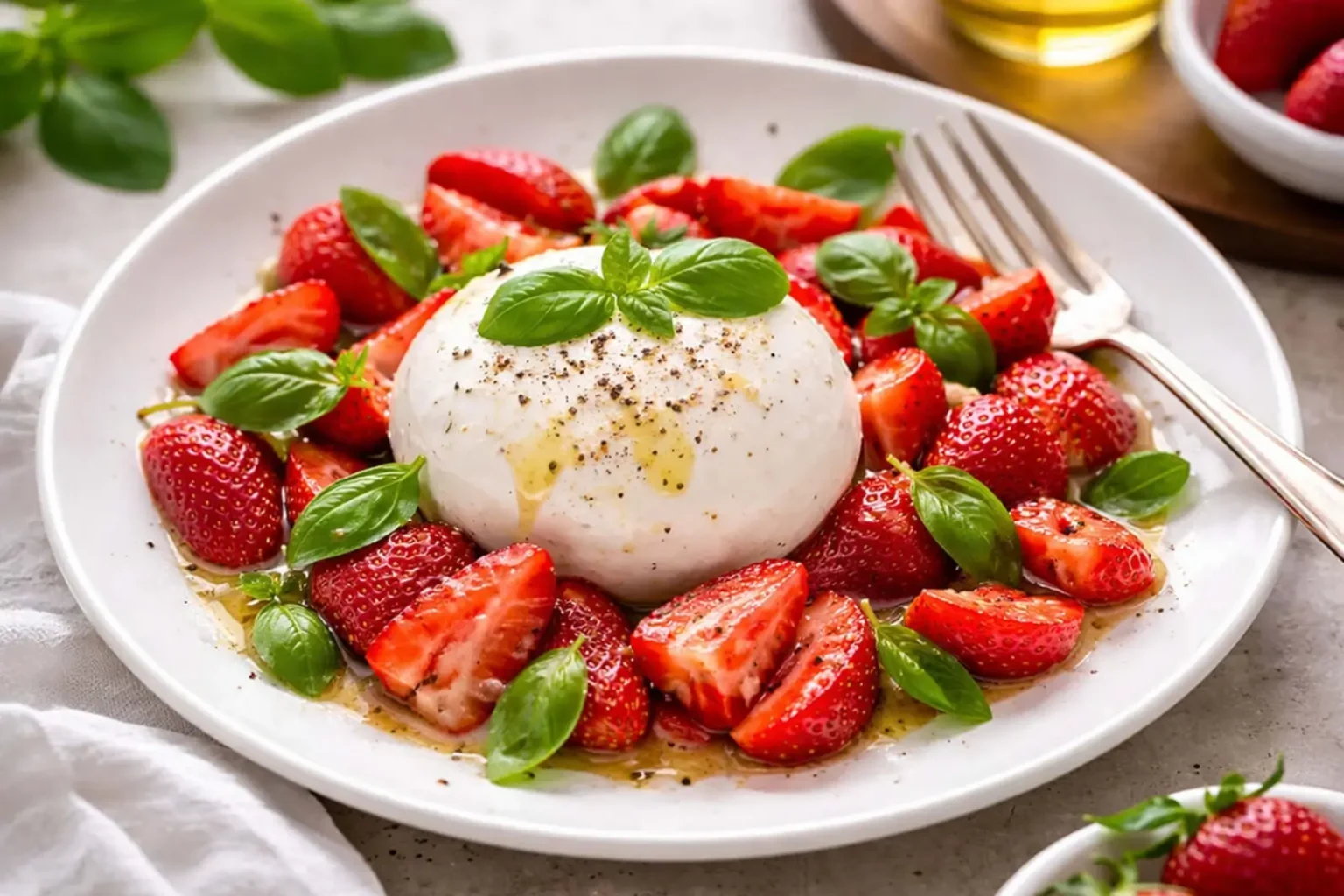 Fraises et burrata