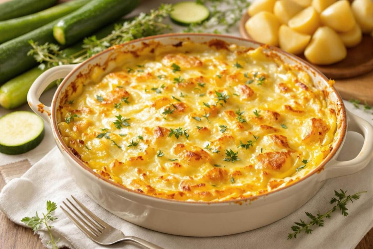 Gratin dauphinois aux courgettes et comté