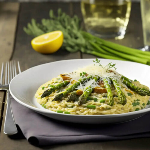 Risotto aux asperges et filet de poulet