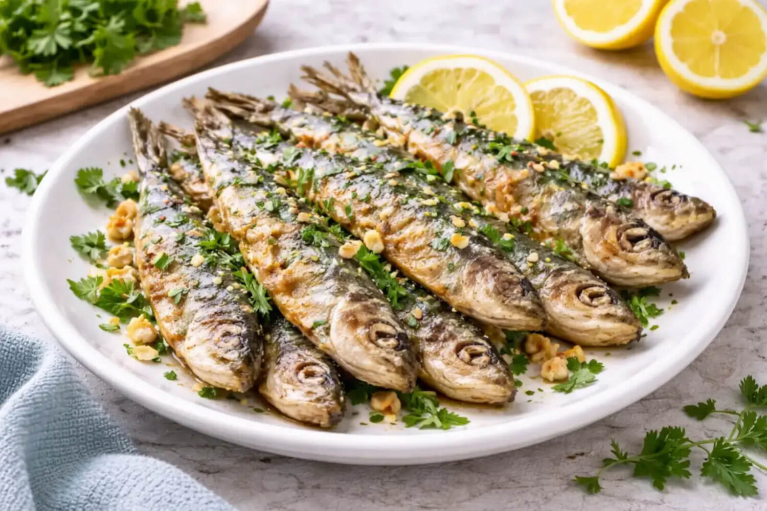 Sardines frites à l'ail et au citron