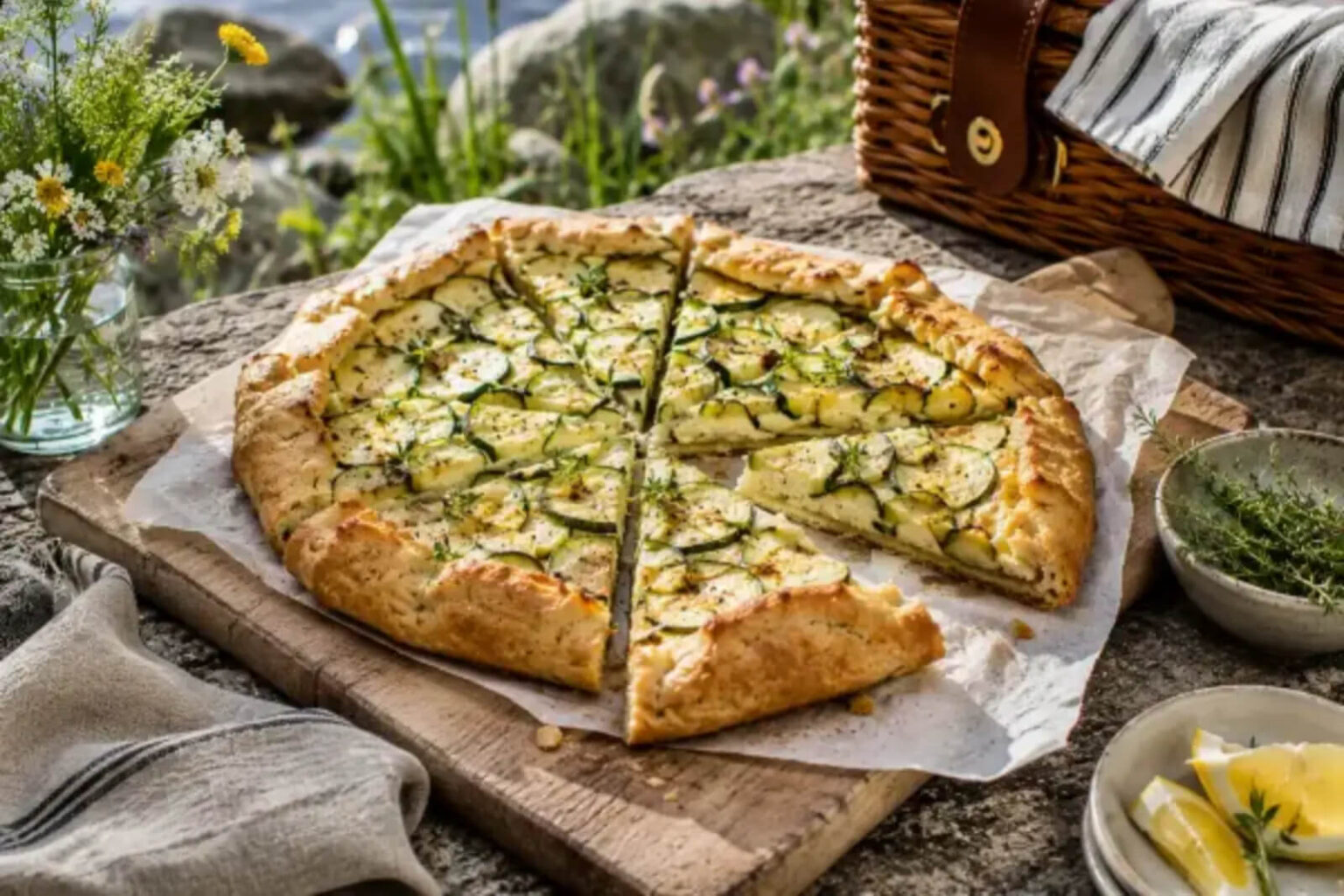 Tarte rustique aux courgettes et fromage frais
