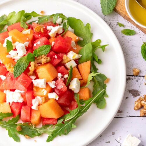 Salade de melon et pastèque à la feta