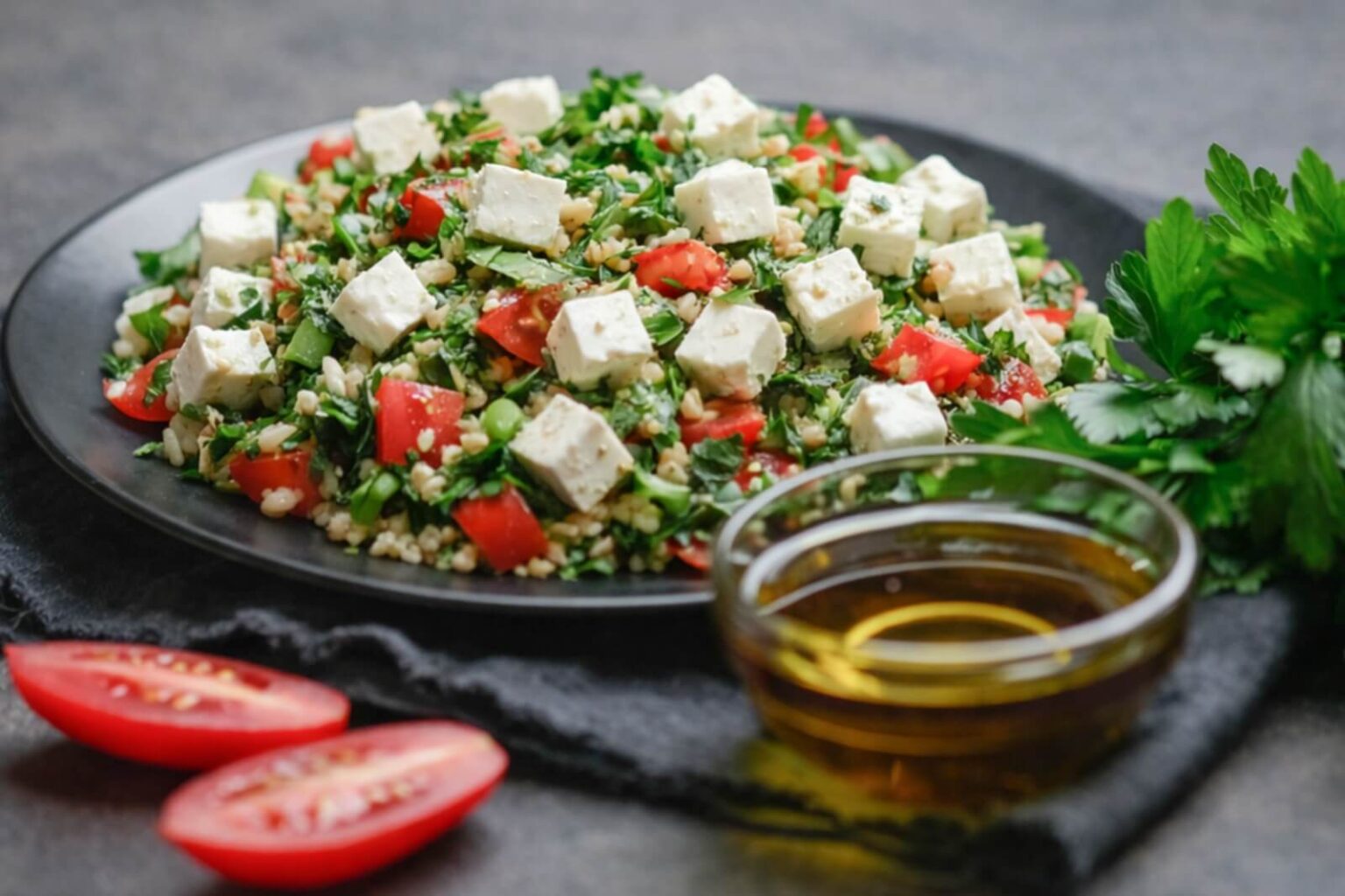 Taboulé à la Feta : la salade fraîche et parfumée qui accompagne tous les repas d’été salade de taboulé à la feta