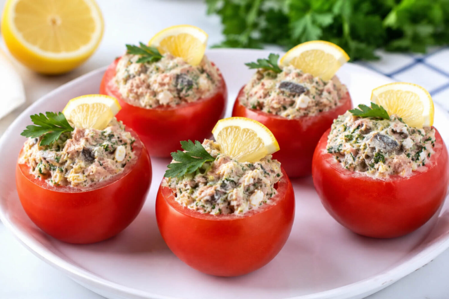 tomates froides farcies au sardines et citron