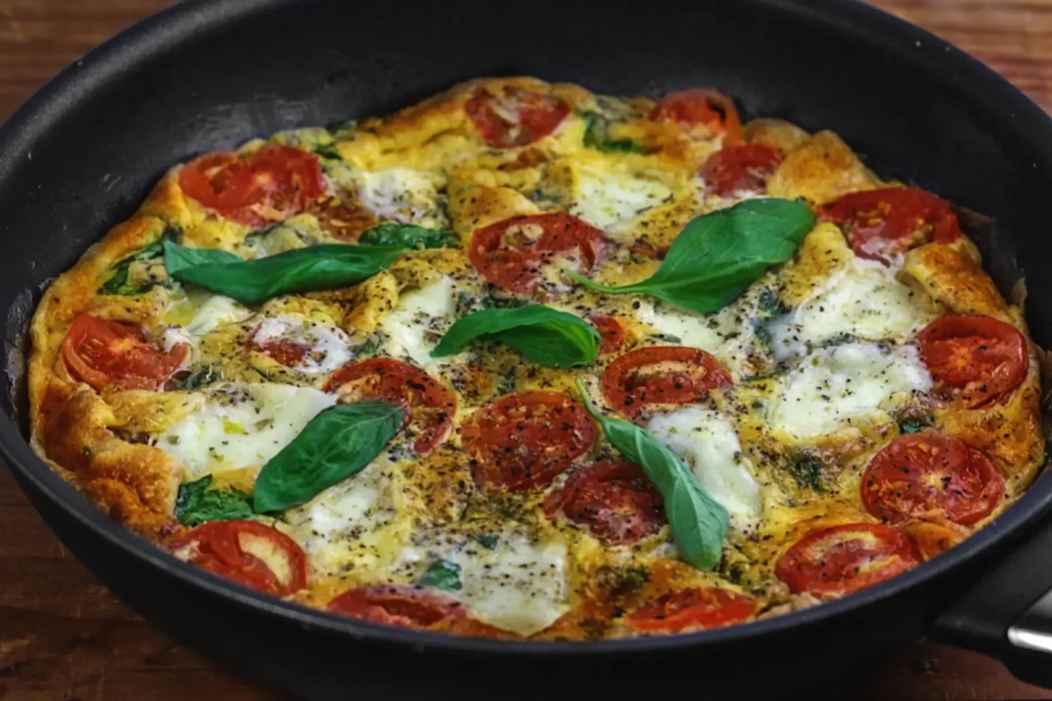Frittata à la tomate, mozzarella et basilic