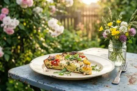 Frittata aux courgettes, feta et tomates
