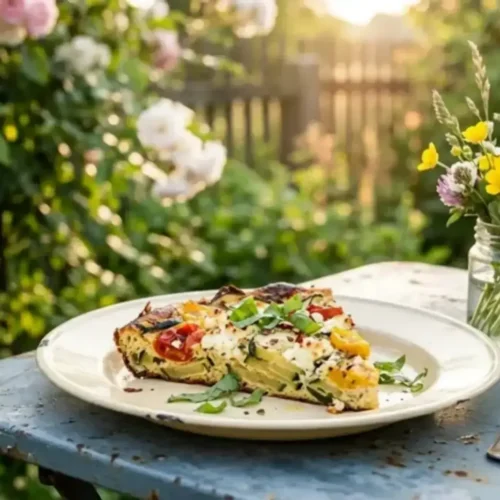 Frittata aux courgettes, feta et tomates
