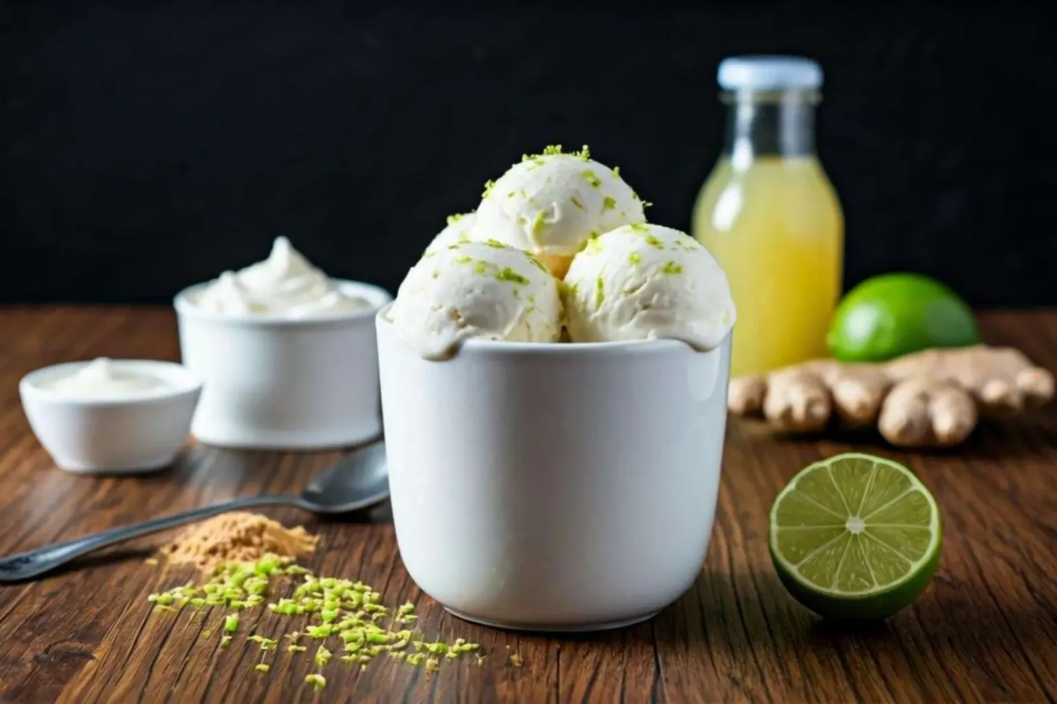 Glace crémeuse au citron vert et au gingembre
