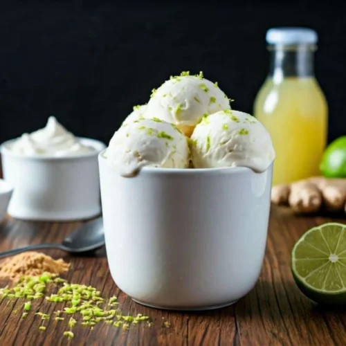 Glace crémeuse au citron vert et au gingembre