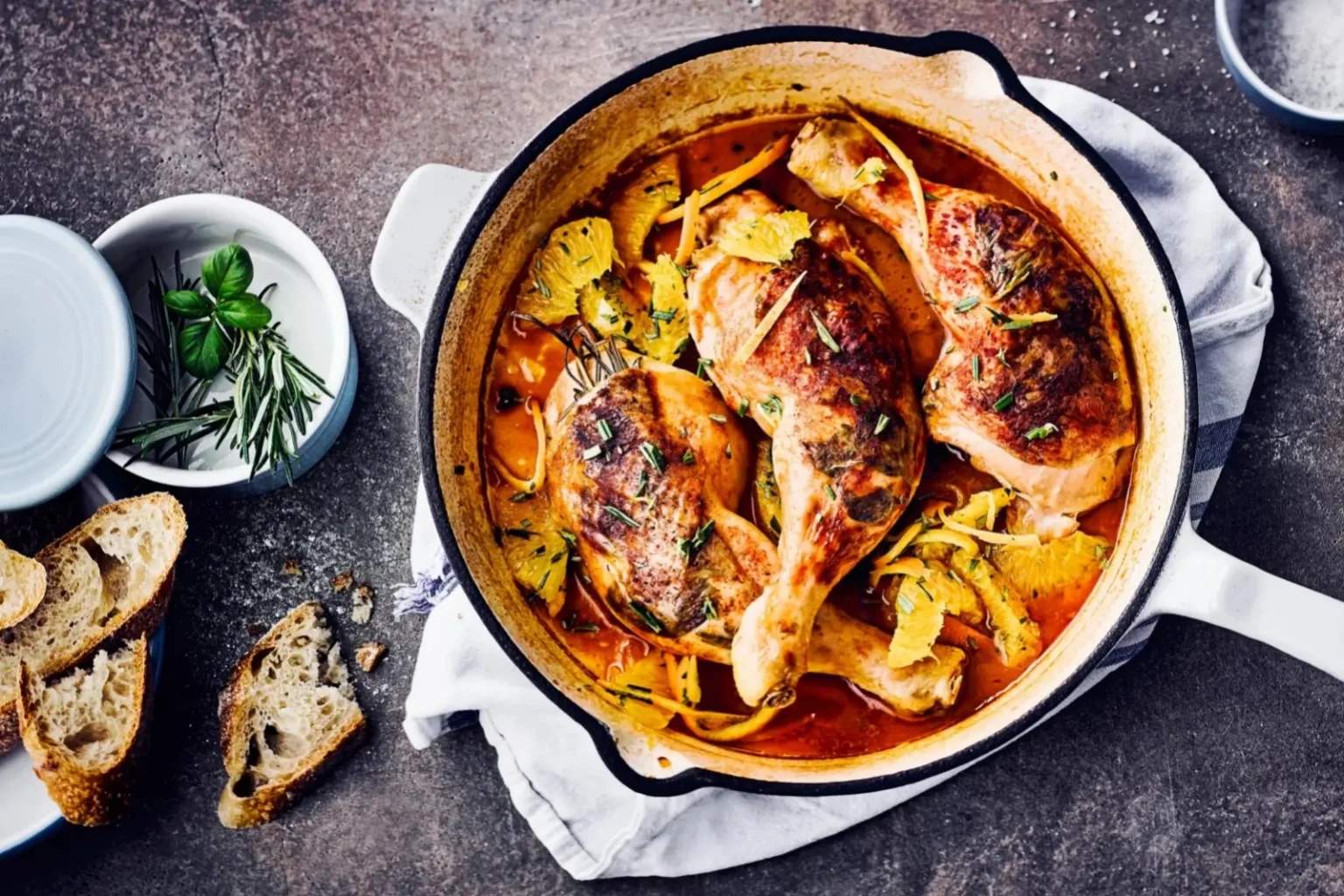 Poulet rôti aux oranges et au romarin
