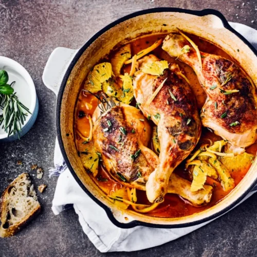 Poulet rôti aux oranges et au romarin