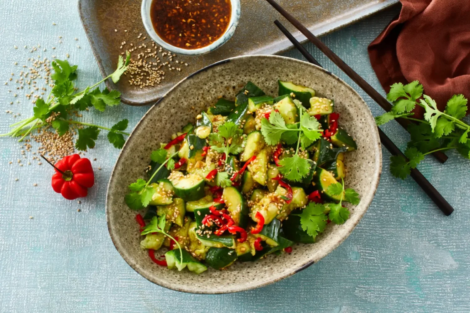Salade de concombre à l’asiatique : la recette ultra fraîche et croquante prête en 10 minutes Salade de concombre à l'asiatique
