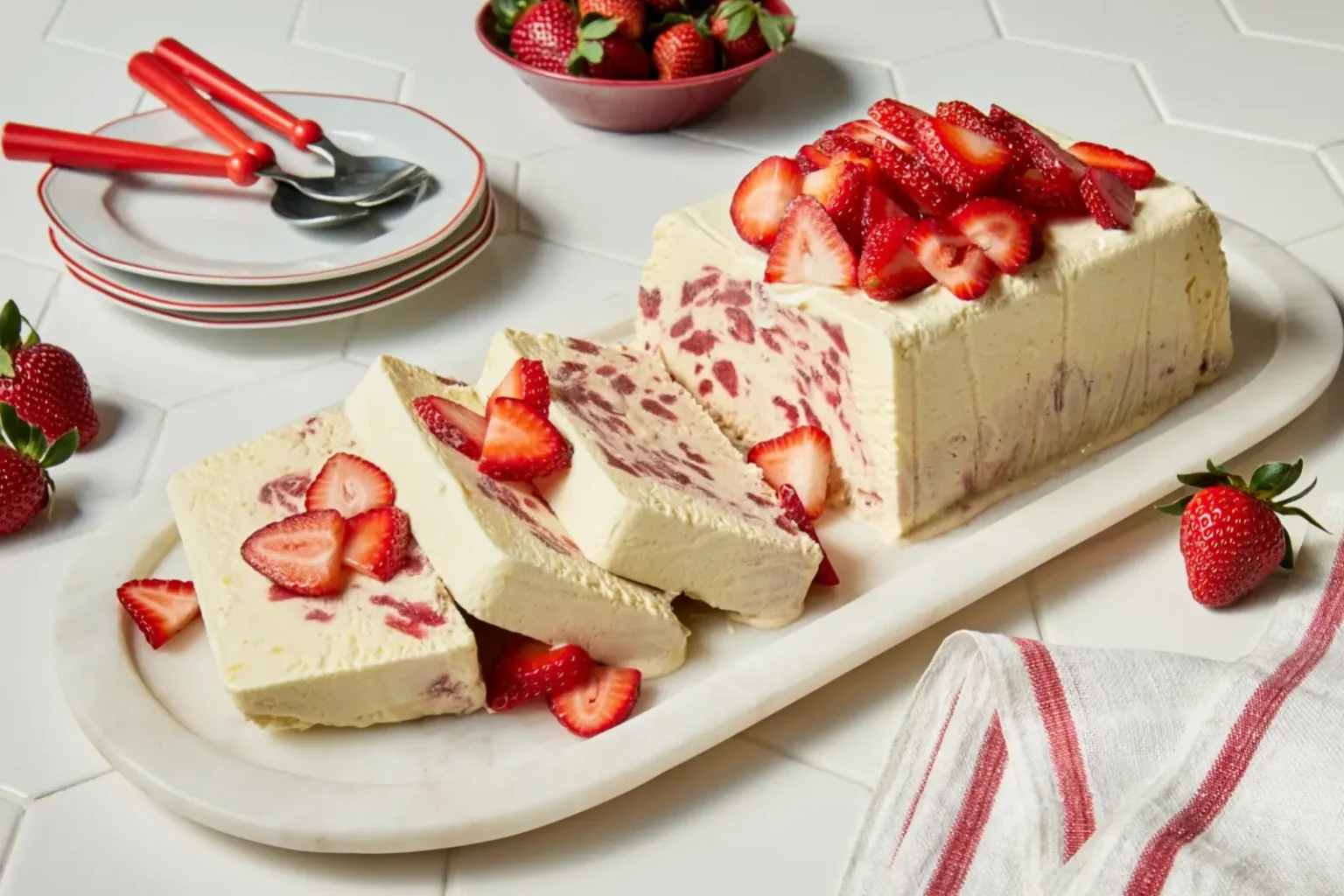 Semifreddo aux fraises : le dessert glacé italien ultra crémeux qui fait sensation tout l’été Semifreddo aux fraises