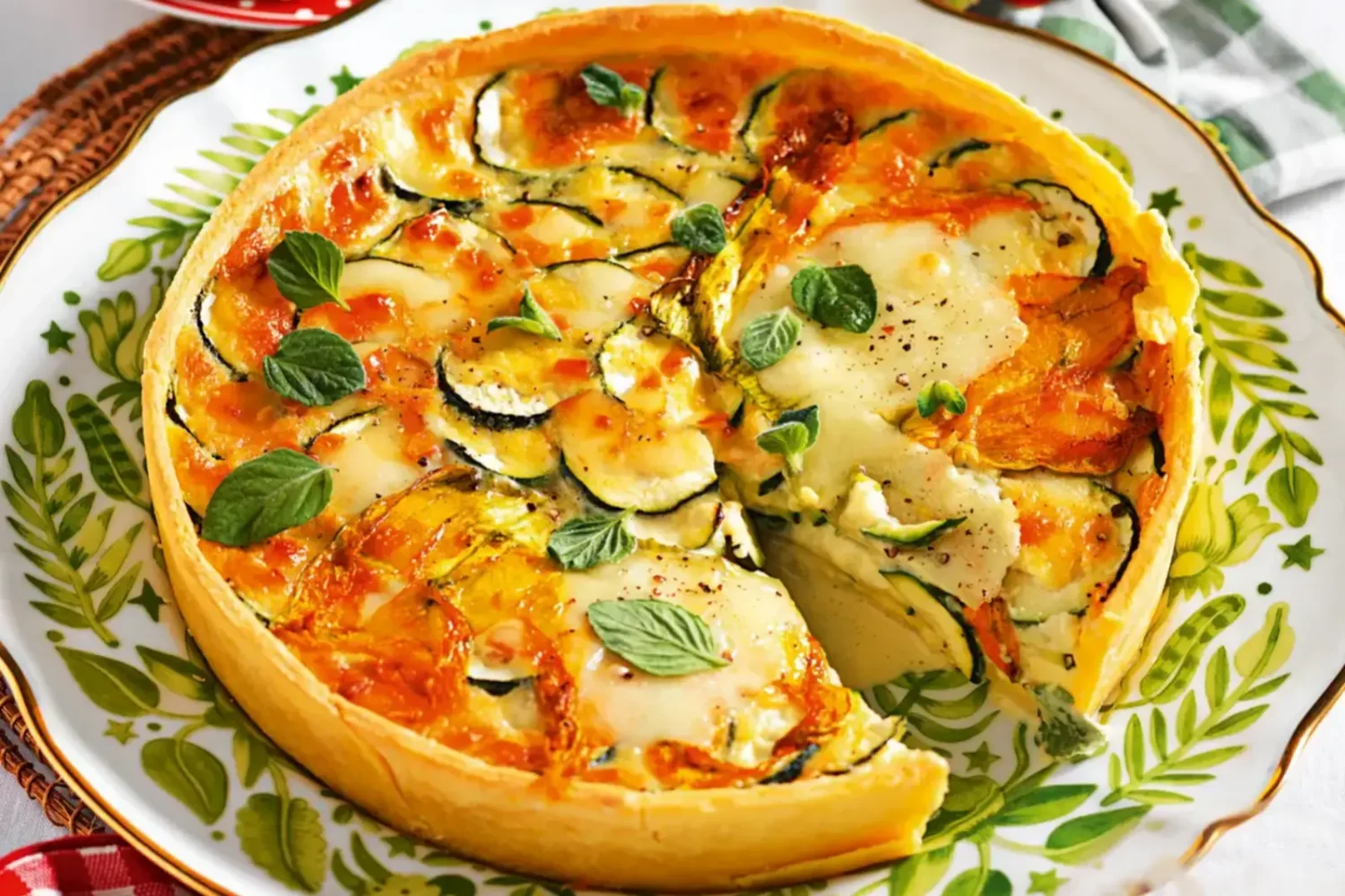 Cette tarte aux courgettes et à la scamorza est la plus belle recette salée de l’été Tarte aux courgettes, fleurs de courgette et scamorza