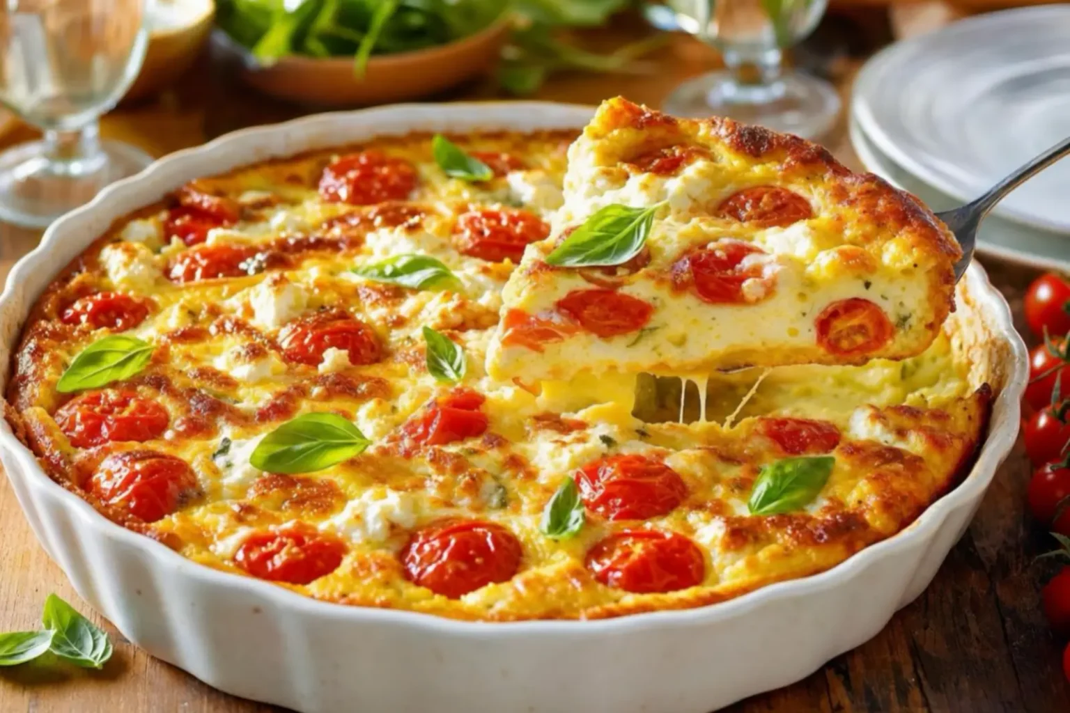 Clafoutis salé à la mozzarella et tomates cerises : la recette d’été facile qui change tout clafoutis à la mozzarella et tomates cerises