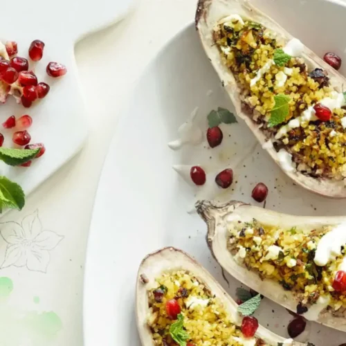 Aubergines farcies au boulgour