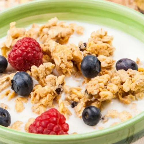 Bol de granola aux fruits rouges