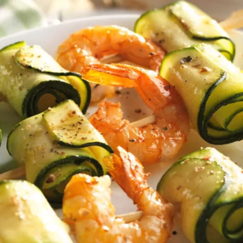 Brochettes de courgettes et langoustines