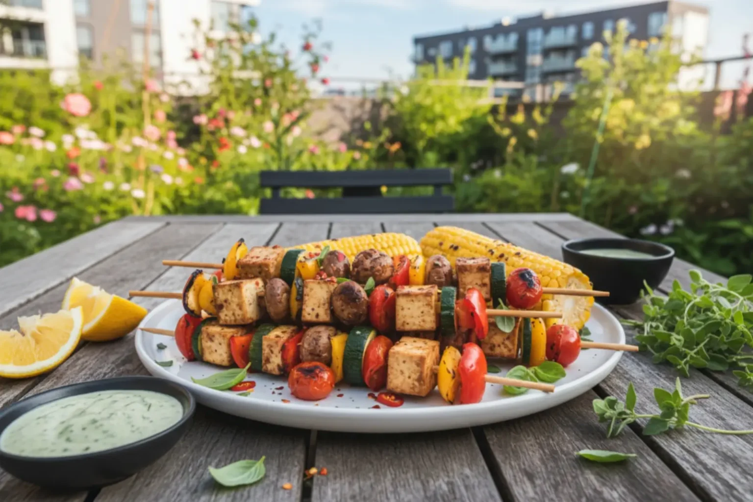 Brochettes de tofu grillé au barbecue