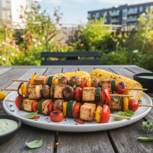Brochettes de tofu grillé au barbecue