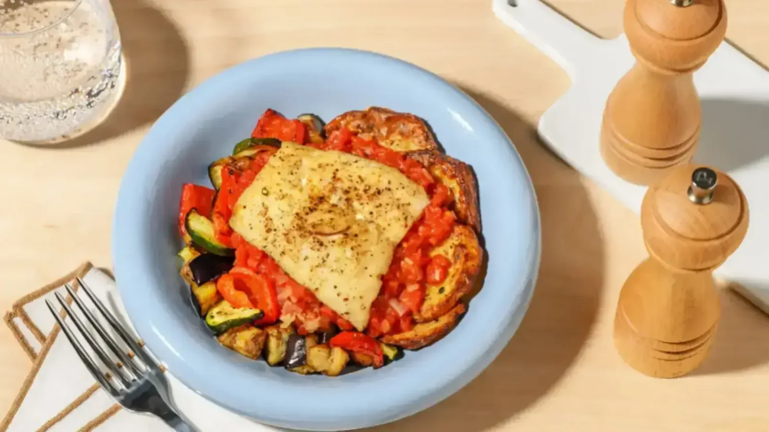 Cabillaud poêlé sur ratatouille : le plat d’été simple et plein de saveurs Cabillaud poêlé sur ratatouille