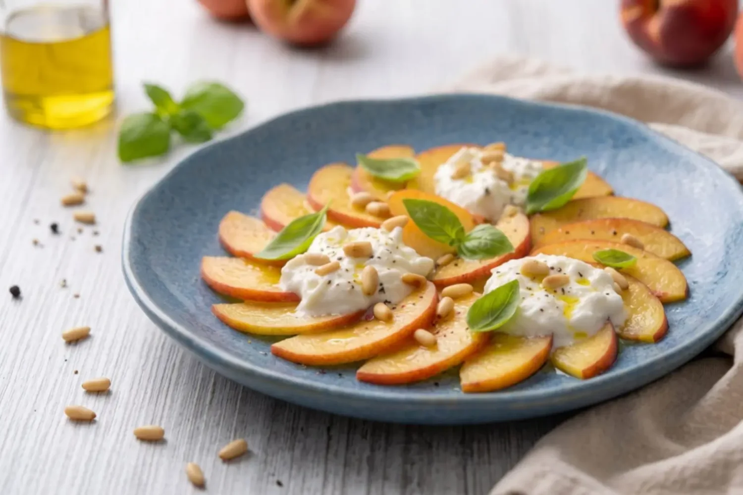 Carpaccio de nectarines et burrata : l’entrée fraîche de l’été prête en 10 minutes Carpaccio de nectarines et burrata