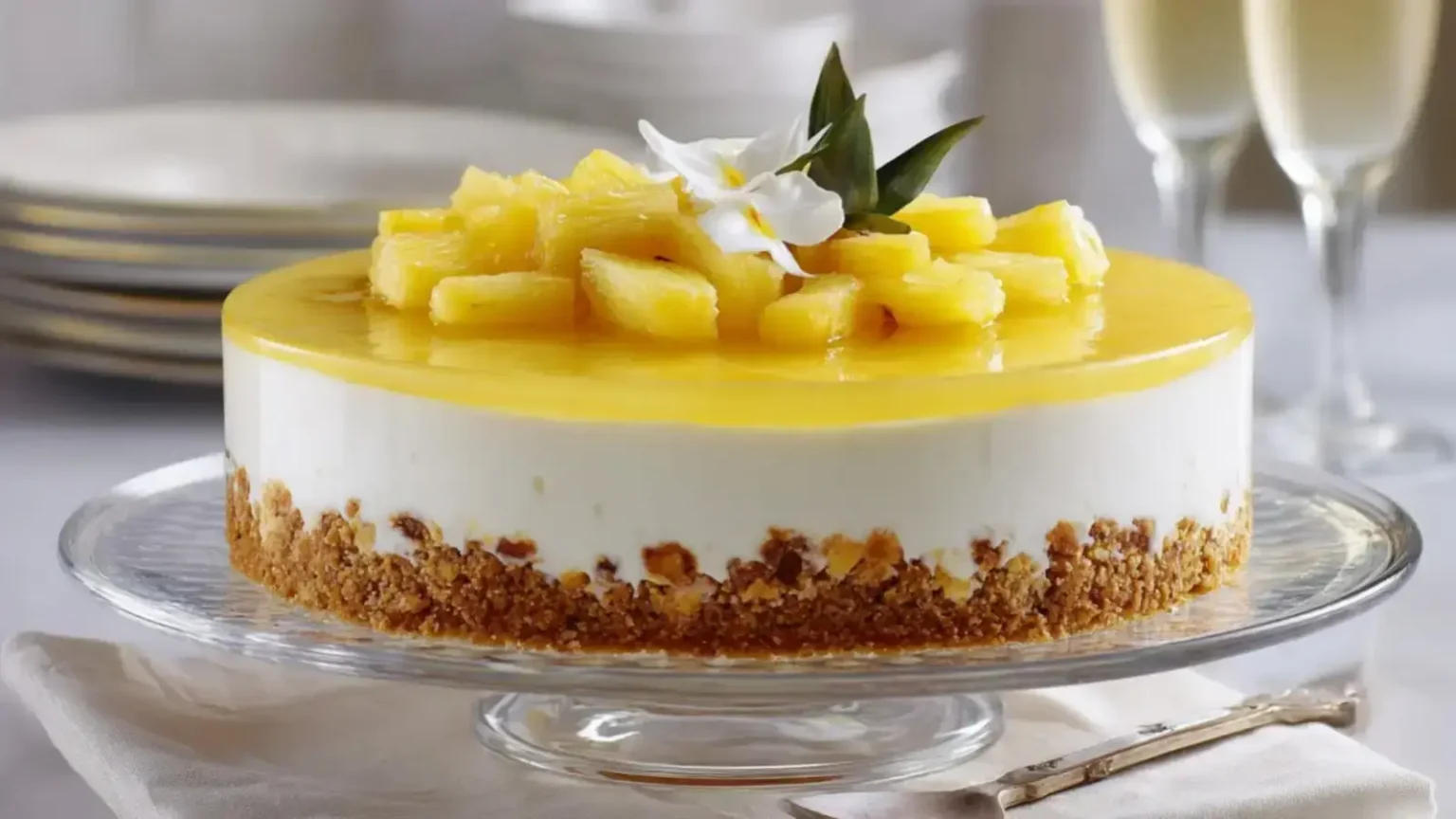 Cheesecake à l’ananas sans cuisson : le dessert frais qui impressionne à tous les coups Cheesecake à l’ananas sans cuisson