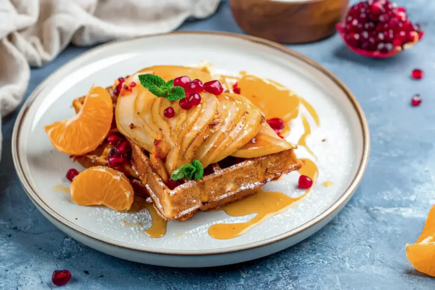 Gaufres vegan poire-gingembre : cette garniture aux agrumes change tout Gaufres vegan poire gingembre