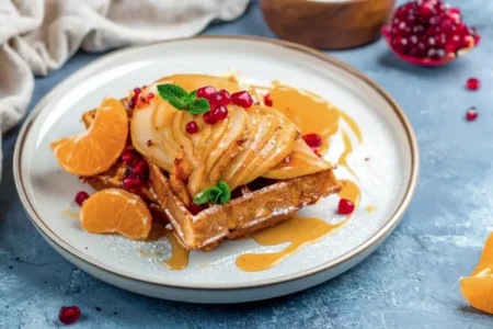 Gaufres vegan poire-gingembre : cette garniture aux agrumes change tout Gaufres vegan poire gingembre
