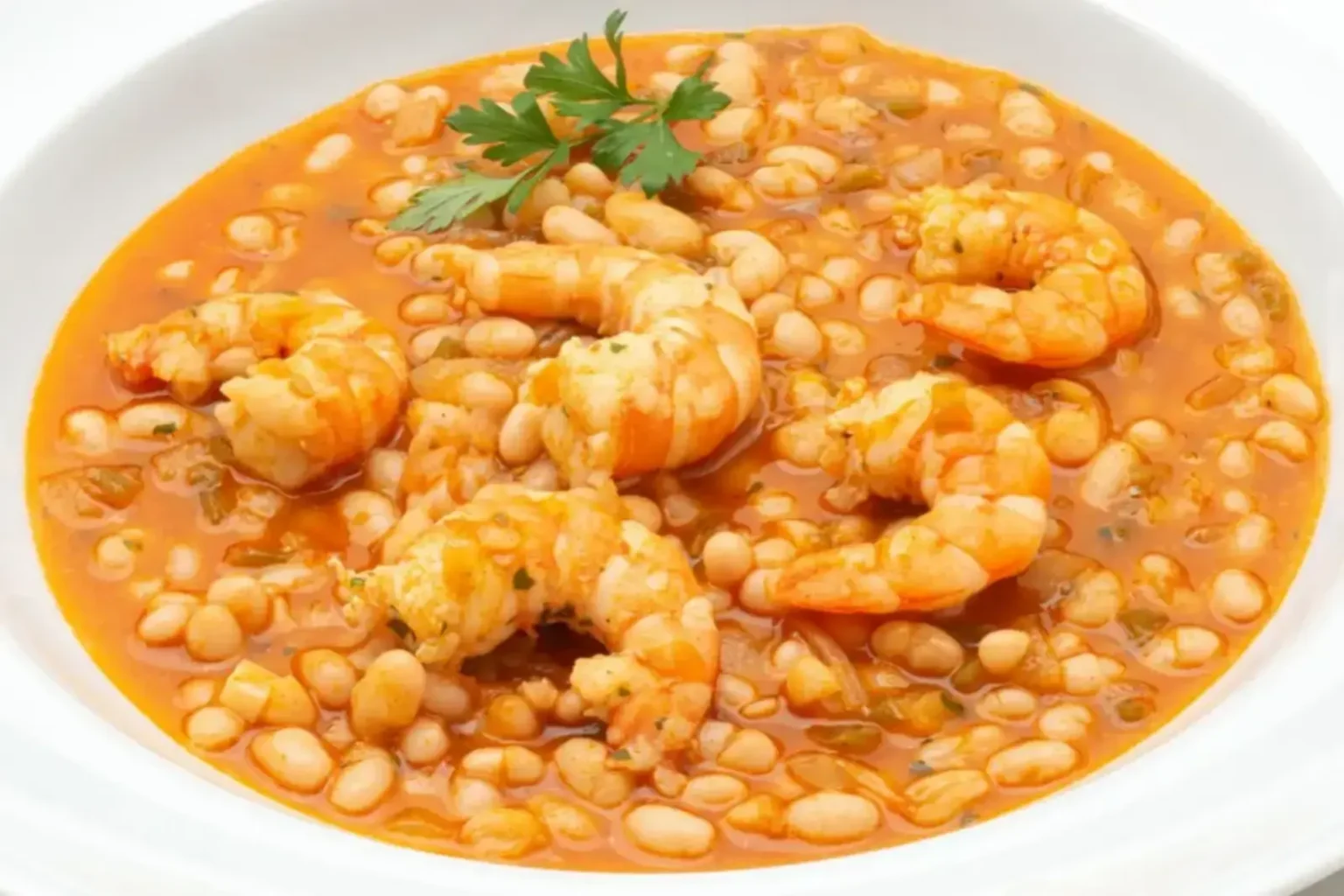 Haricots blancs aux crevettes : ce plat en sauce tomate va vous régaler Haricots blancs aux crevettes