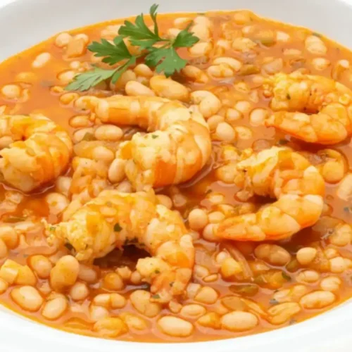 Haricots blancs aux crevettes