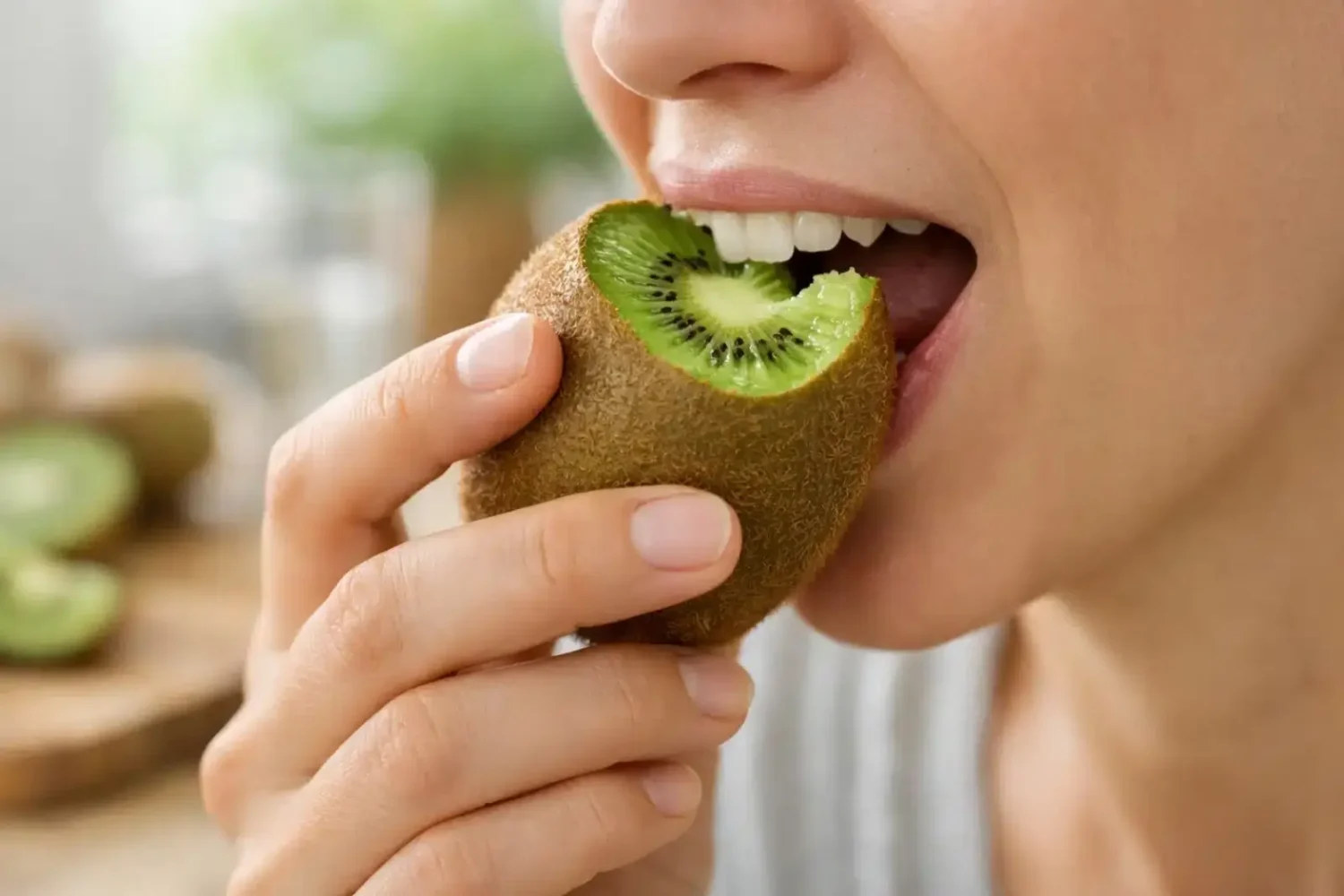Manger la peau du kiwi n’est pas une bonne idée pour tout le monde : ce que disent vraiment les données Kiwi croqué comme une pomme