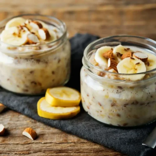 Overnight oats banane amandes