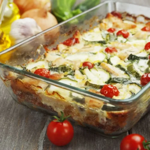 Parmigiana de courgettes grillées aux tomates cerises