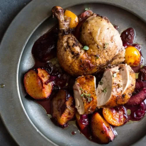 Poulet rôti aux prunes