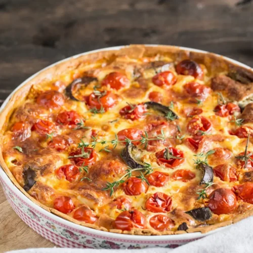 Quiche tomates cerises et aubergines