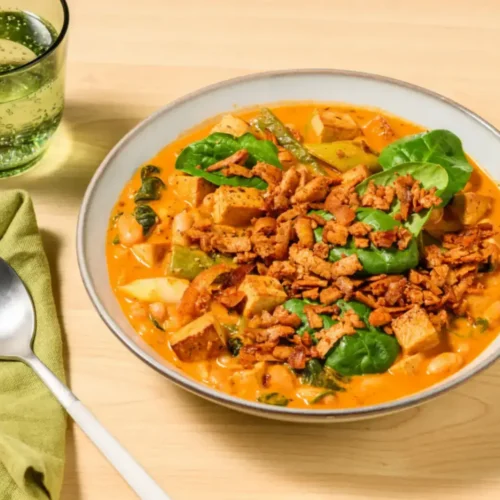 Ragoût de haricots blancs au tofu croustillant