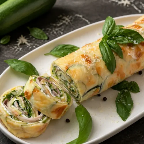 Roulé de courgettes gratiné