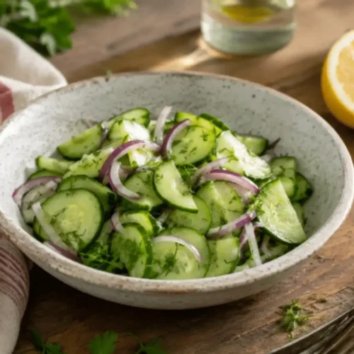 Salade de concombre à l’oignon rouge