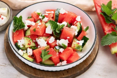 Salade pastèque concombre feta